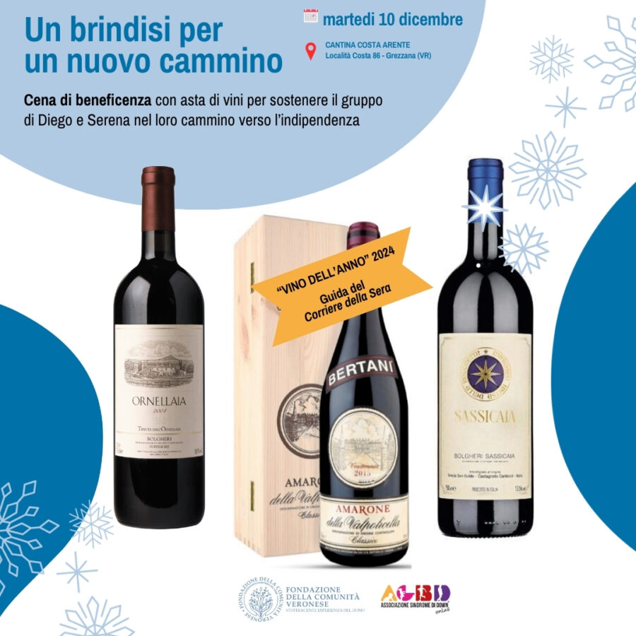 Locandina dell'evento con immagini di bottiglie